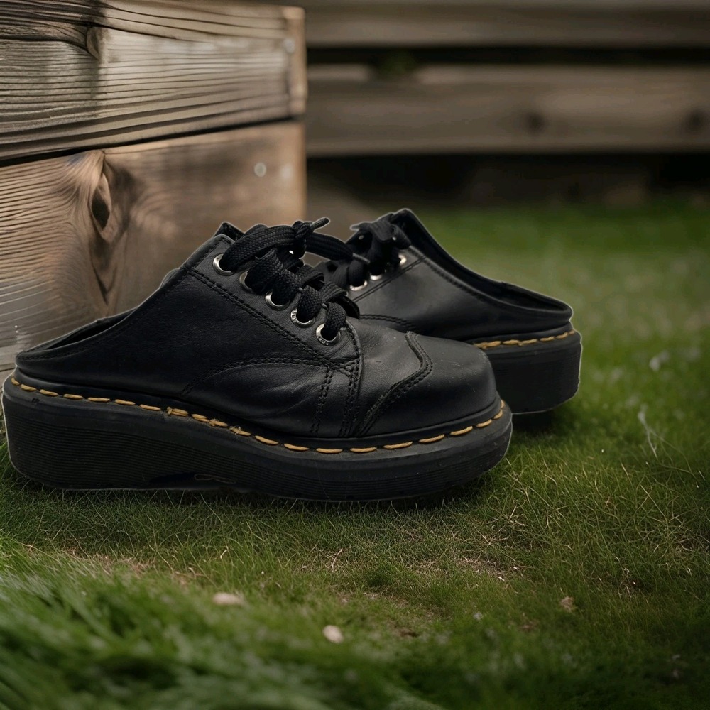 Dr Martens Chunky Oxford Mules Black 9936 Shoes Womens Sz 4